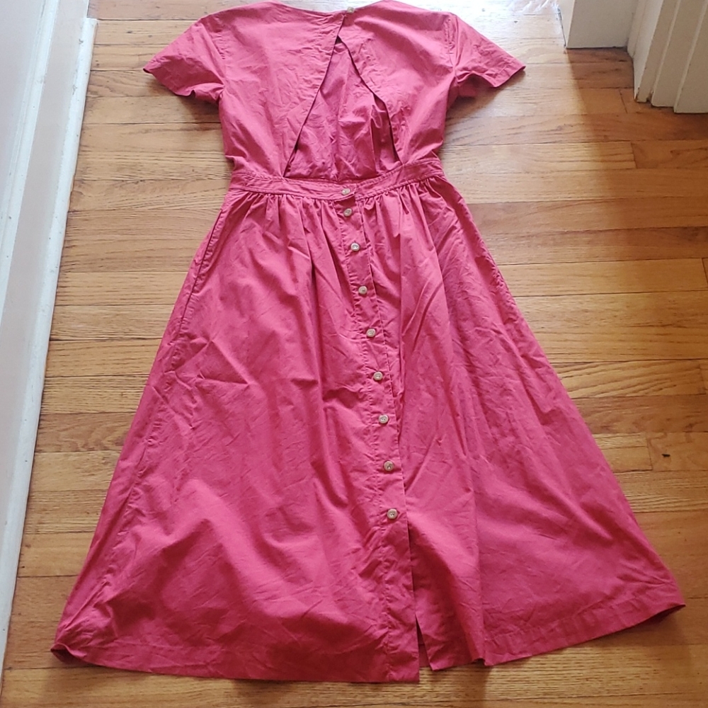 Gorgeous Coral Madewell Open Back Midi Dress - Picture 2 of 9